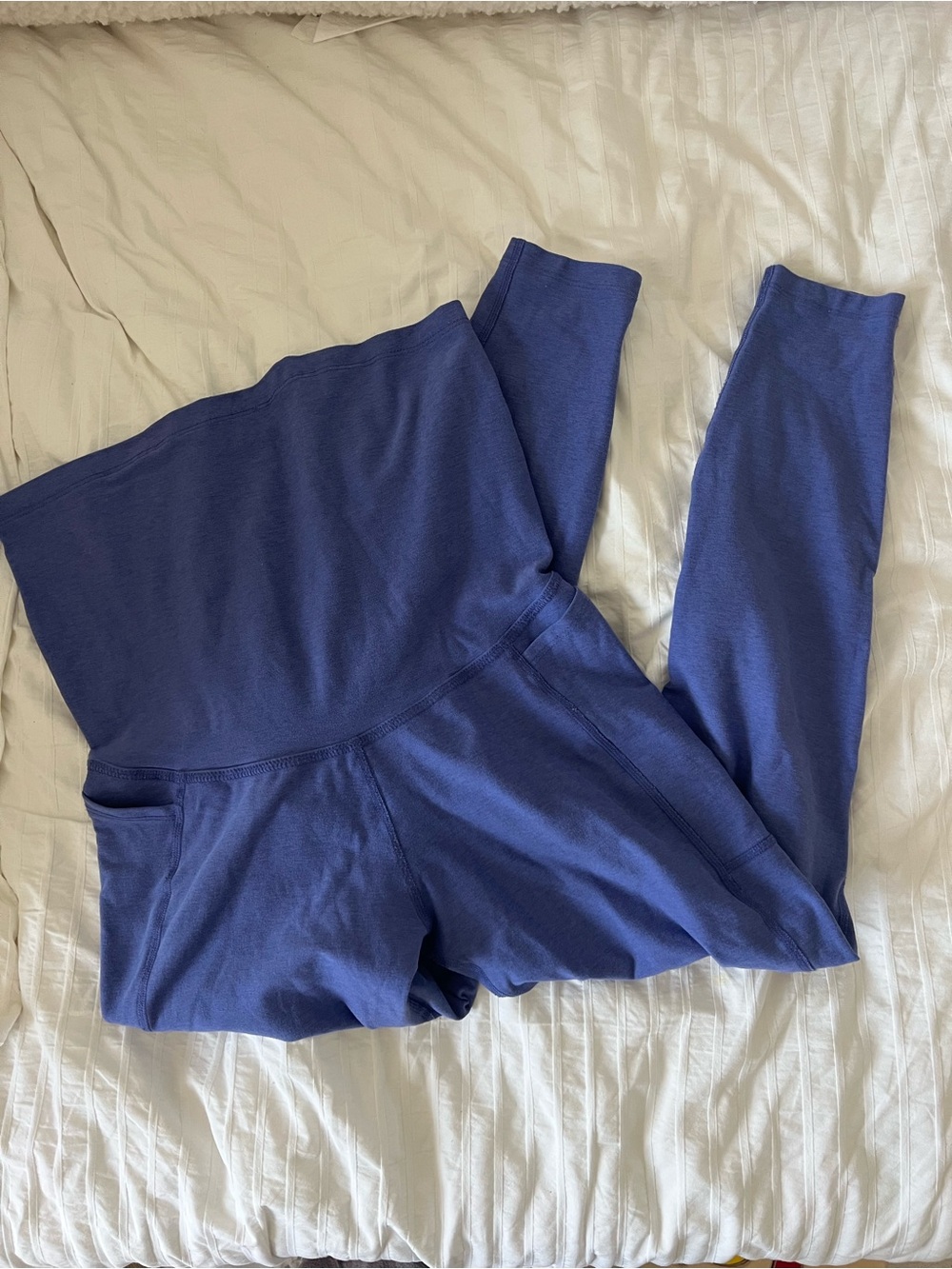 Spacedye Love the Bump Maternity Pocket Midi Legging - Indigo Heather / L